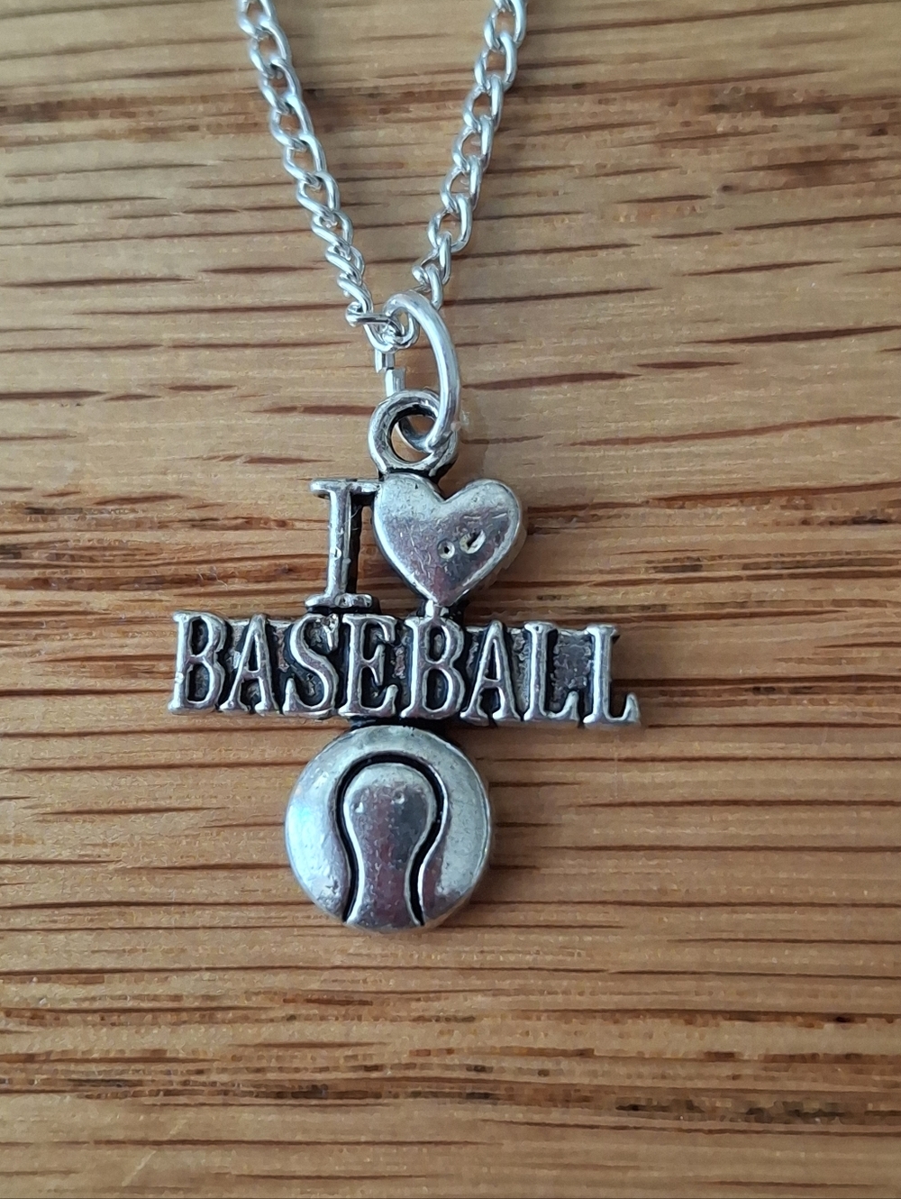 NWT I Heart Baseball Silver Pendant Necklace